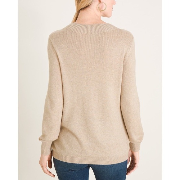 Chico's Cashmere-Blend Embroidered Cheetah Sweater Size Medium - Picture 2 of 10